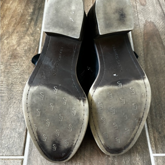 Franco Sarto Linden Black Leather Buckle Straps Block Heel Ankle Boots A863 - Picture 3 of 7